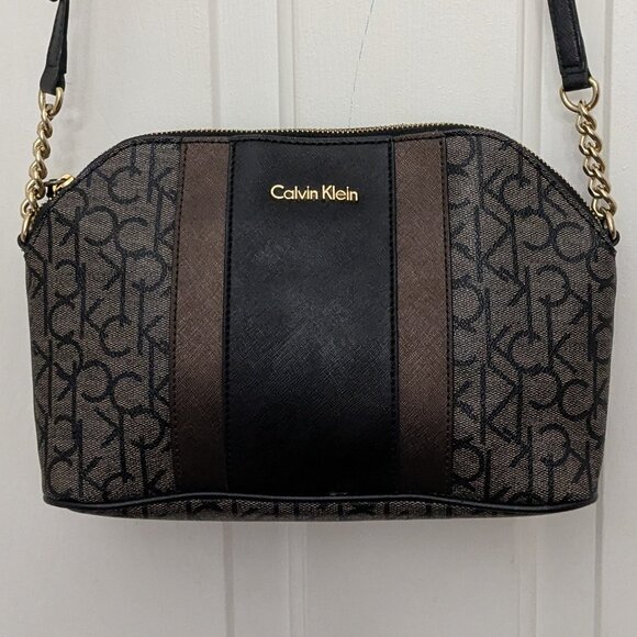 Calvin Klein Ck Must Monogram Recycled Crossbody Bag In Brown Black . Great Cond - Picture 2 of 14